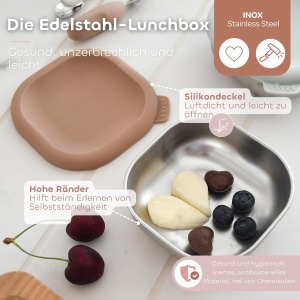 Set de recipiente din otel inoxidabil BEABA 3 cutii, 250 ml, BPA-free, reutilizabile - Img 4