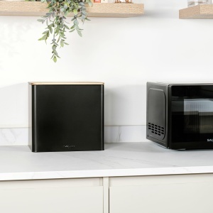 Set de recipiente Salter Toronto, 4 piese, negru mat, cu capac din acacia - Img 7