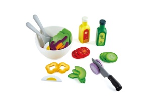 Set de salata Hape Set de salata de gradina, joc de imitatie de gatit din lemn pentru copii, ingrediente si accesorii pentru salata pentru obiceiuri alimentare sanatoase 1174340