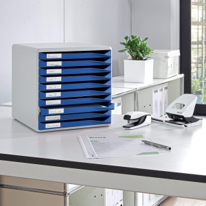 Set de sertare Leitz 52810035, 10 sertare, A4, culoare albastra - Img 2