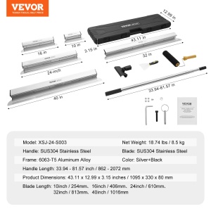 Set de spatule VEVOR cu 5 dimensiuni, maner telescopic din otel inoxidabil - Img 8