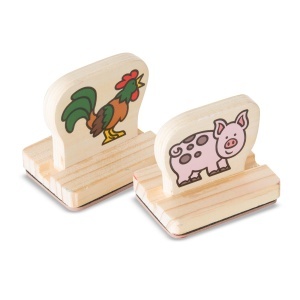 Set de stampile din lemn Melissa Doug cu animale de ferma, 8 stampile, 2 cerneala, pentru copii de la 3 ani - Img 3