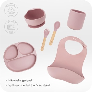 Set de Tacamuri si Farfurii pentru Copii MoMi AMI, 6 Piese, Silikon, 360 ml - Img 6