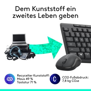 Set de tastatura si mouse wireless Logitech MK295 cu tehnologie SilentTouch, taste de comanda rapida, ghidare optica, receptor nano USB, conexiune wireless fara intarziere, aspect QWERTZ - Grafit, PC - Img 5