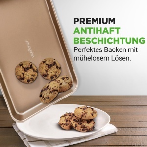 Set de Tava de Copt NutriChef 2 piese, Antiaderenta, 40x28 cm si 35.5x24.6 cm, Aurie - Img 7