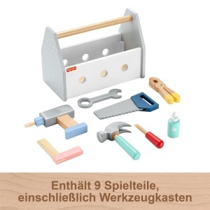 Set de unelte din lemn Fisher-Price HYG50, 9 piese, pentru copii de la 3 ani - Img 6
