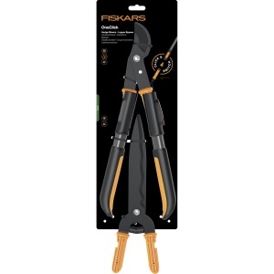 Set de unelte pentru gradinarit Fiskars OneClick - Foarfeca de tuns si taietor de ramuri, 2 manere, negruportocaliu - Img 6