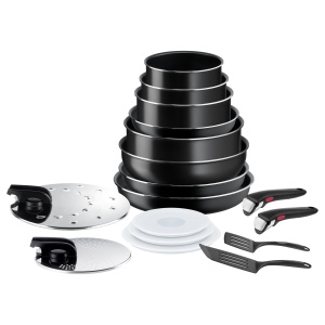Set de vase de gatit Tefal Ingenio Easy On de 17 piese, acoperire antiaderenta, indicator de pornire, baza de difuzie, gatit sanatos, gatit in siguranta, L1599702, negru - Img 1