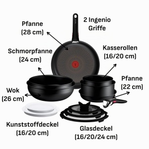 Set de Vase Tefal Ingenio Explore On, 13 piese, Negru, Antiaderent, Stivuitor - Img 8