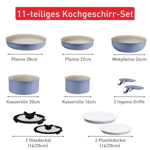 Set de Vase Tefal Ingenio Serenity 11 piese, Aluminiu, Antiaderent, Culoare Albastru - Img 8