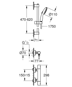 Set dus GROHE Precision Get, termostat, crom, 1 jet, 175 cm furtun - Img 6