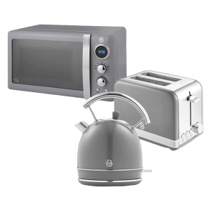 Set electrocasnice bucatarie Swan Retro, Vintage Design, 1.8L, 800W, Gri