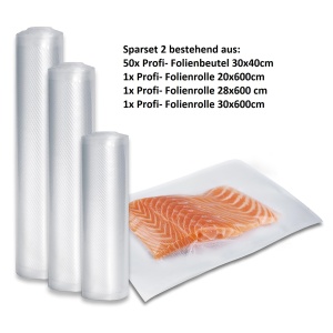 Set folii si pungi pentru vidat CASO Profi, BPA-free, 150m, rezistente la temperaturi inalte - Img 2