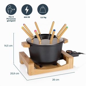 Set Fondue Princess 173025, 1.5 L pentru 8 persoane, cu termostat ajustabil, design bambus - Img 3