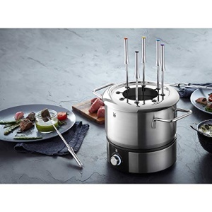 Set fondue WMF Lono pentru 8 persoane, fondue electric, 1400 W, reglare temperatura, suport furculita, oala cu inductie 1.2l, oala fierbinte, otel inoxidabil mat - Img 17