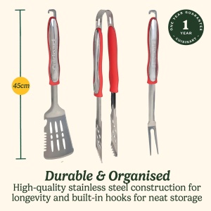 Set Grill Cuisinart 3 piese Spatula, Furculita si Zange din Otel Inoxidabil, Maner Lung - Img 6