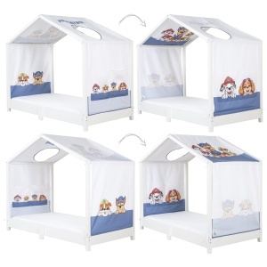 Set husa pentru pat Montessori roba 70x140 cm, design Paw Patrol, cu buzunare si fereastra decorativa - Img 5