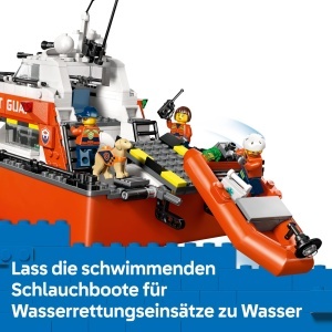 Set LEGO City - Barcuta de salvare cu elicopter, 742 piese, 5 minifigurine - Img 5