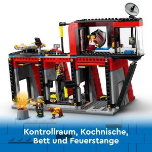 Set LEGO City Statia de Pompieri cu Vehicul cu Scala si Drone, 843 Piese - Img 7