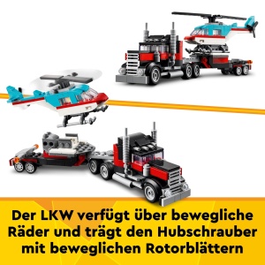 Set LEGO Creator 3in1 Camion Platforma cu Helicopter 270 piese, pentru copii 7 - Img 3