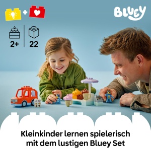 Set LEGO DUPLO Bluey 10458 Eisdiele cu masina si 2 figurine pentru copii 2 ani - Img 2