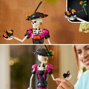 Set LEGO Ideas La Catrina 21372 - Figurina Skelett cu Flori si Fluturi, 1212 Piese - Img 4