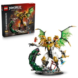 Set LEGO NINJAGO Duell cu Ultradrachen 71872 - 2178 piese, 4 figurine, dragon mobil