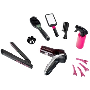 Set Mega de Frizerie pentru Copii Theo Klein 5885 cu Perie, Uscator si Placa de Par