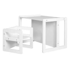 Set mobilier copii roba - banca si hocker 3 in 1, alb, din MDF