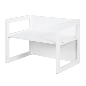 Set mobilier copii roba - banca si hocker 3 in 1, alb, din MDF - Img 11
