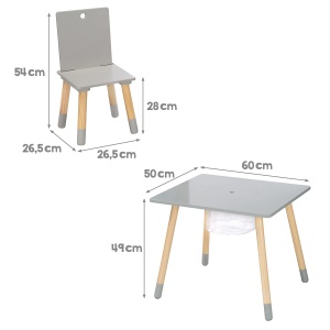 Set mobilier copii Roba din lemn 3 piese masa cu spatiu de depozitare si 2 scaune grinatural - Img 8