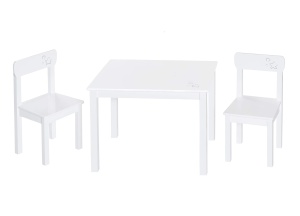 Set mobilier copii Roba Little Stars 2 scaune si 1 masa alb cu imprimeu stele MDF lacuit