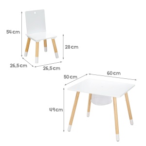 Set mobilier copii Roba masa si 2 scaune albnatur cu spatiu de depozitare - Img 7