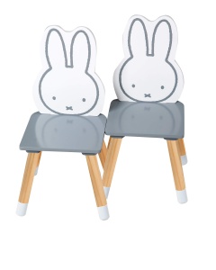 Set mobilier pentru copii Roba Miffy 2 scaune 1 masa MDF gri si alb - Img 4