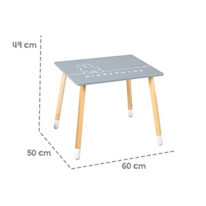 Set mobilier pentru copii Roba Miffy 2 scaune 1 masa MDF gri si alb - Img 14