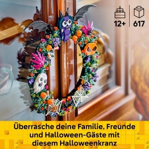 Set Modelaj LEGO Halloweenkranz 40825 - Decoratiune cu Fledermaus si Fantoma, 617 Piese - Img 2