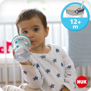 Set NUK 3-in-1 pentru a invata sa bei cu ceasca de antrenor (6+ luni), cupa magica 360deg pentru invatare (8+ M) si sticla de baut Action Cup pentru copii (12+ M) | 230 ml | Fara BPA | leopard verde - Img 5