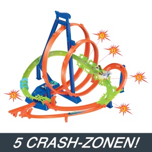 Set Pista Hot Wheels - Crash-Rennen cu 5 Zone de Impact, Accelerare Motorizata, 1 Masinuta Inclusa - Img 5