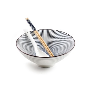 Set Ramen Hakata IBILI, 1.15L, Porcelain, cu Lupa si 2 Betisoare