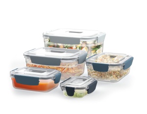 Set recipiente alimentare Joseph Joseph Nest Lock 5 piese design compact albastru - Img 3