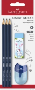 Set scolari Faber-Castell 5 piese cu 3 creioane HB, anspitzer si radiera - Img 2