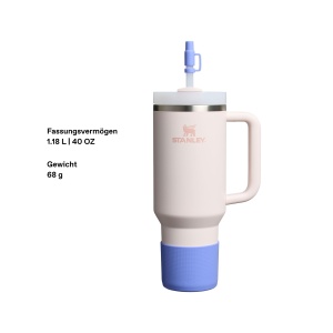 Set Silicon Protectie si Capac Strohla pentru Tumbler Stanley Quencher 1.2L - Hydrangea - Img 2