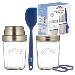 Set Starter pentru Sauerteig Kilner, 5 piese, 2x 350 ml, cu capac din otel inoxidabil - Img 1