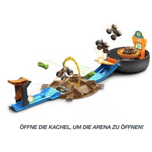 Set Stunt cu Masini Monster Trucks Hot Wheels, 6 vehicule, 88 cm, pentru copii 4-8 ani - Img 3