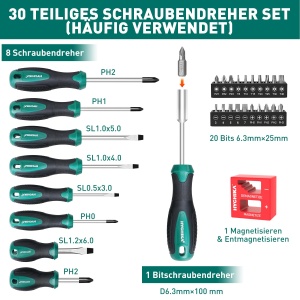 Set surubelnite HYCHIKA, 30 piese, otel CR-V, varf magnetic, maner antialunecare - Img 5