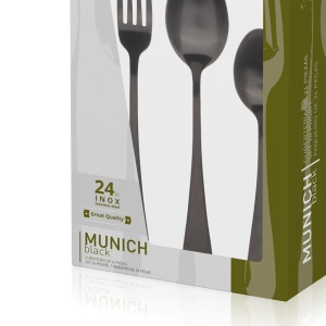 Set Tacamuri Bergner Munich, 24 Piese, Otel Inoxidabil, Negru Mat - Img 7