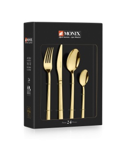 Set Tacamuri MONIX Verona Gold 24 piese, Otel inoxidabil 1810, Finisaj auriu - Img 4
