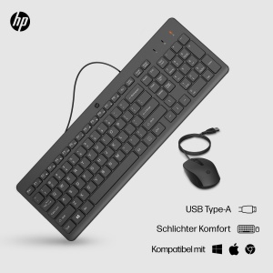 Set Tastatura si Maus HP 150, USB, 1600 DPI, QWERTZ, Negru - Img 4