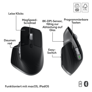 Set Tastatura si Maus Logitech MX Keys S Combo pentru Mac, Wireless, Space Gray - Img 6