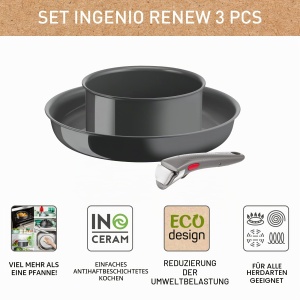Set Tefal Ingenio Renew 3 piese, tigaie 28 cm, oala 18 cm, antiaderenta, reciclata - Img 5